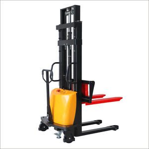 AC MOTOR 1.5T 1.6m Semi Fully Electric Pallet Truck Self Load Stacker