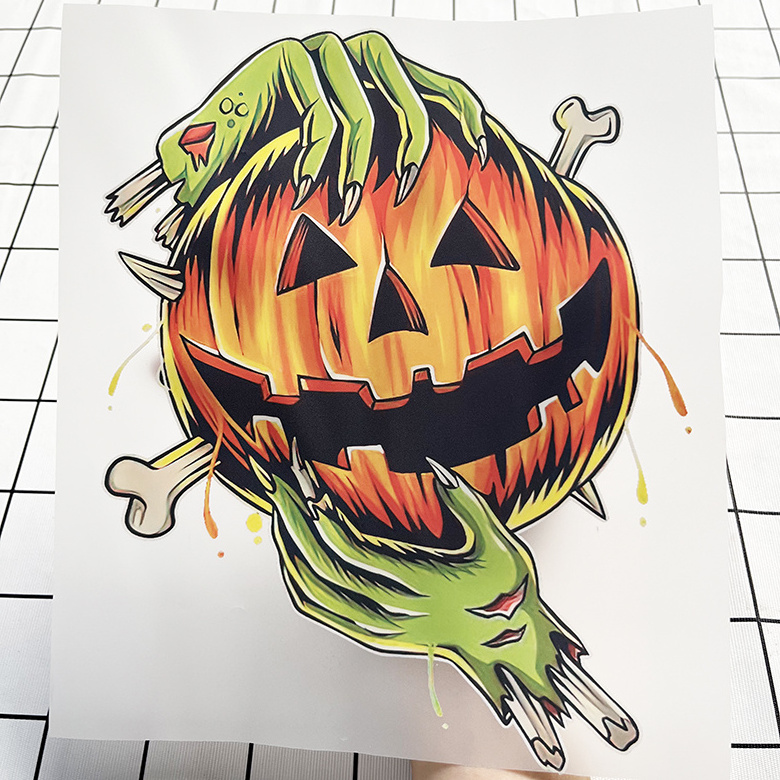 Ready to ship plastisol iron on vinyl heat press decal halloween design shirt dtf wholesale iron on transfers christmas