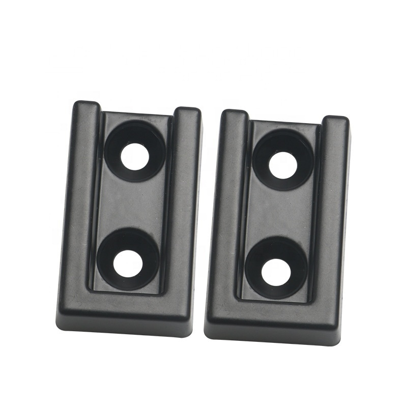 Rectangular black 2 holes wardrobe rod flange socket closet pole socket curtain rod holder double curtain rod