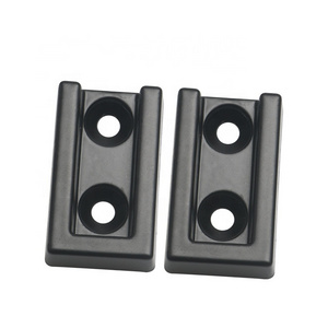 Rectangular black 2 holes wardrobe rod flange socket closet pole socket curtain rod holder double curtain rod