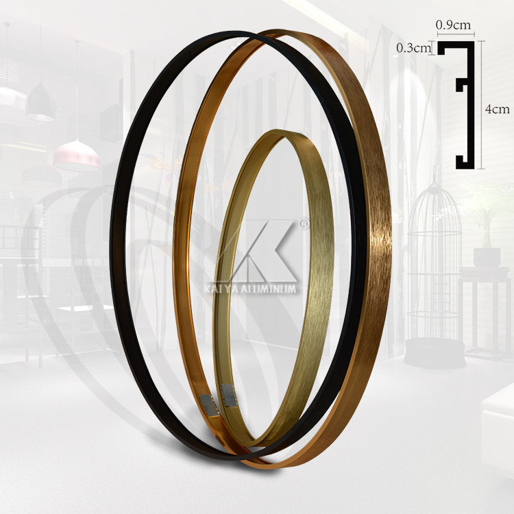 Brushed gold rose gold black aluminum metal modern round gold mirror frame for bathroom