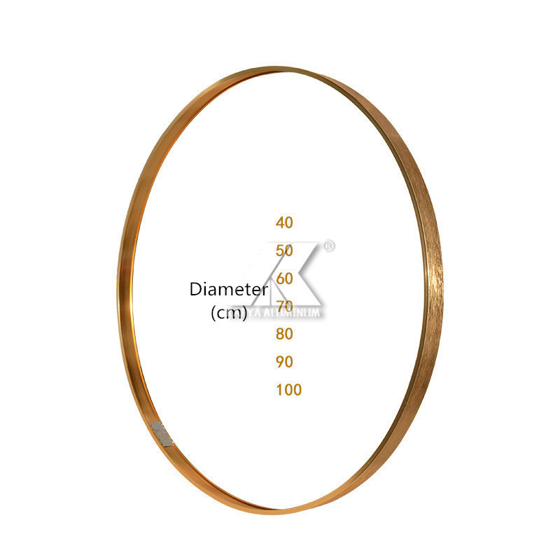 Brushed gold rose gold black aluminum metal modern round gold mirror frame for bathroom