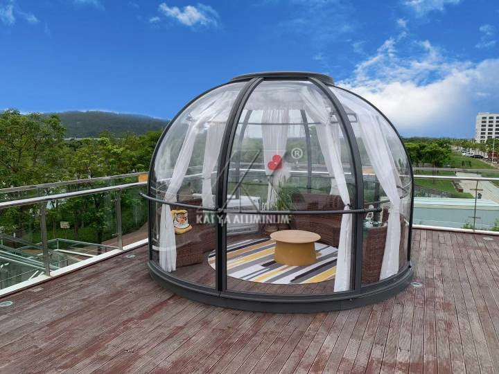 Outdoor waterproof prefabricated glamping geodesic dome tent pc glass igloo house for sale