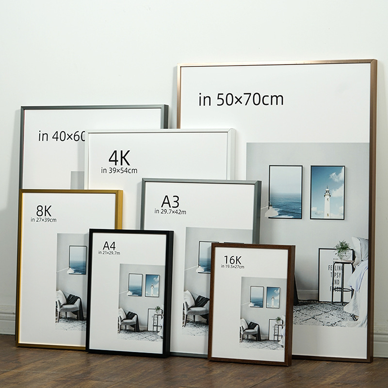 Customize A4 16K  8K A3 picture frame poster snap Brushed aluminum frames anodized aluminum frame