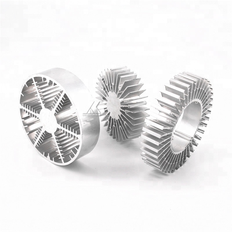 High quality custom colour aluminum round tube sunflower flexible heat sink aluminium extrusion