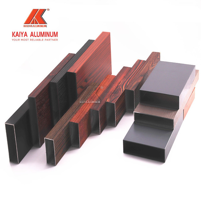 Vertical slat fencing architectural wood grain aluminum square tube aluminium profile for fence