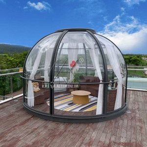 Prefab tente transparente garden glass house round igloo house geodesic dome tents for hotel event