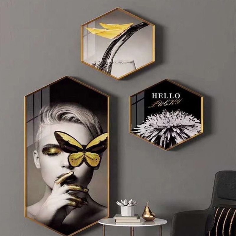 Aluminium alloy hexagon metal picture photo frame