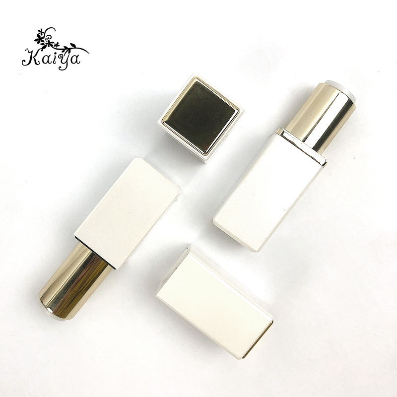 High quality unique makeup lip stain packaging container pearl white shimmer square magnetic plastic empty lipstick tube