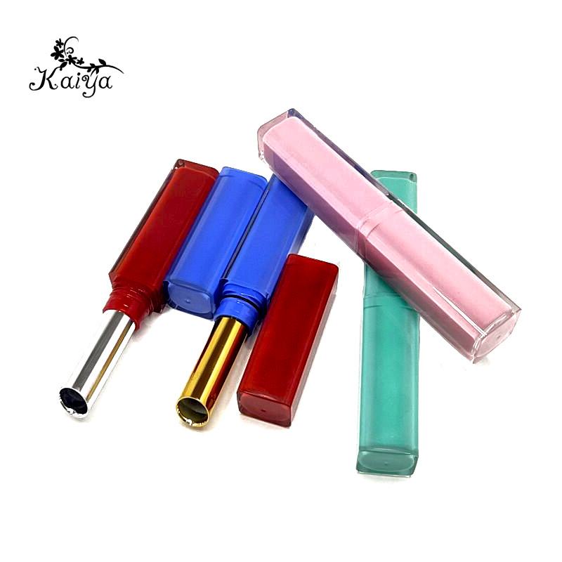 Custom makeup plastic packaging tube square pink crystal clear container envases para labiales empty lipstick case