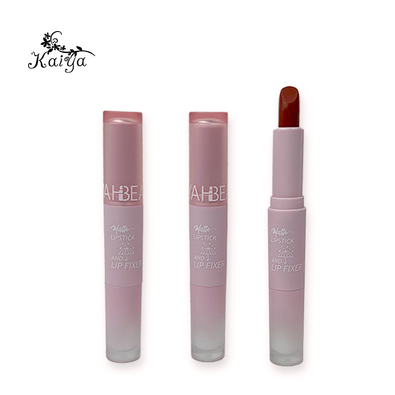 2 in 1New makeup dual end wholesale custom lip stick lipstick sealer set waterproof pink vegan matte color lipstick