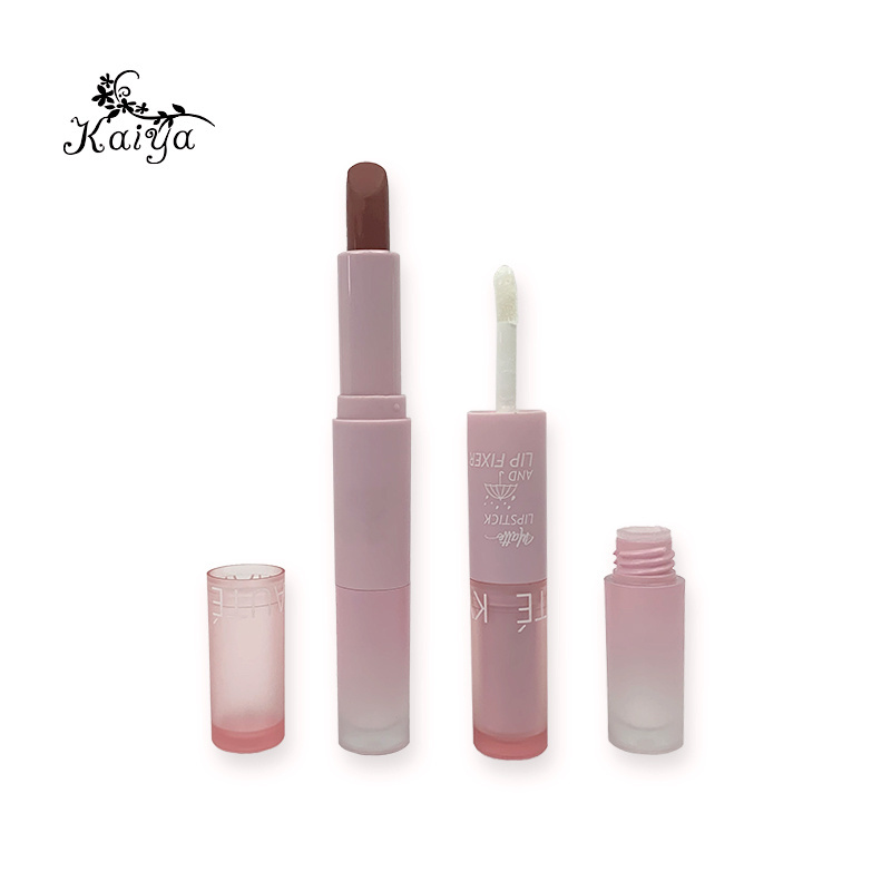 2 in 1New makeup dual end wholesale custom lip stick lipstick sealer set waterproof pink vegan matte color lipstick