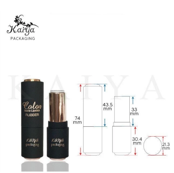 Private Label High Quality Luxury Durable Refillable Empty Lip Stick Container Rubber Black Lipstick Tube