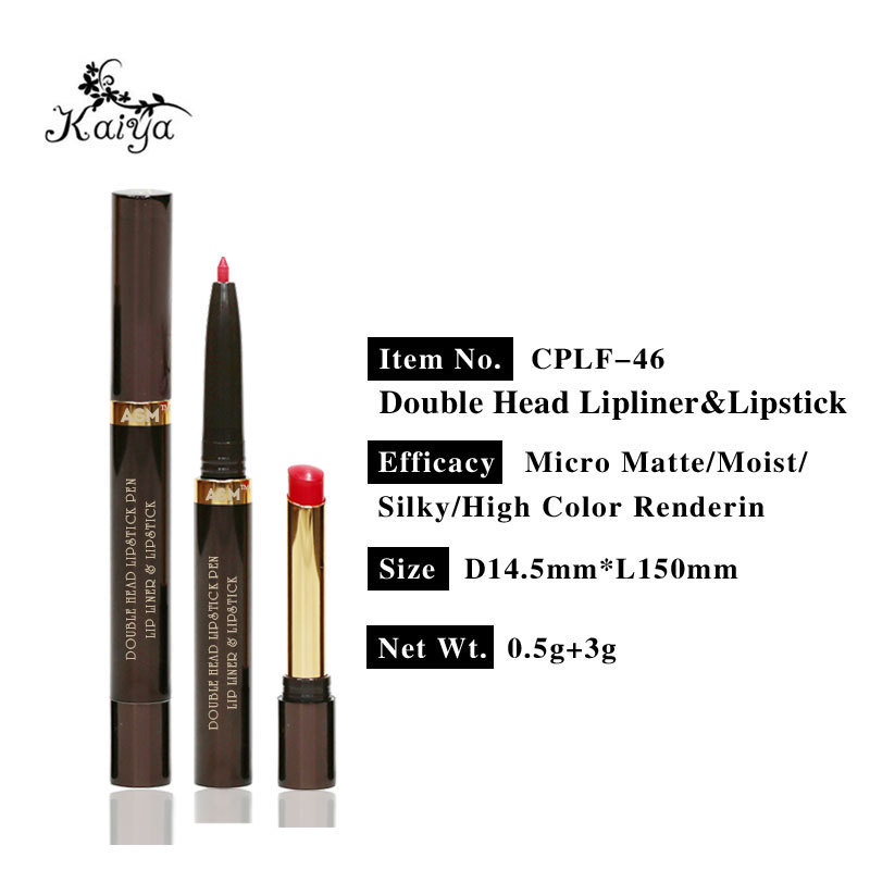 OEM Pink Waterproof Lips Makeup Moist Double Ended Matte Lip Stick Vegan Lipliner Pen Long Lasting 2 in 1 Lip Liner And Lipstick