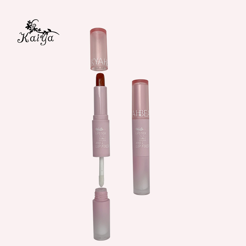 2 in 1New makeup dual end wholesale custom lip stick lipstick sealer set waterproof pink vegan matte color lipstick