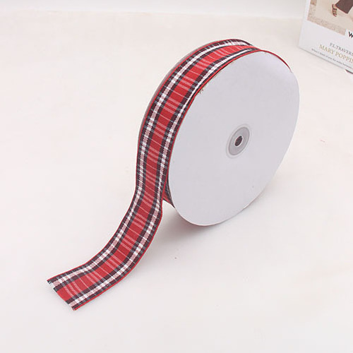 Wholesale plaid ribbons bow decorative wire edged wreath ribbon roll for flower Christmas tree