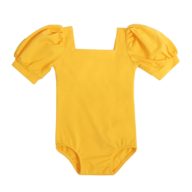 Factory Direct Kids Summer Baby Bodysuit Square Neck Clothing Bubble Short Cape Sleeve Cotton Fabric Baby Rompers