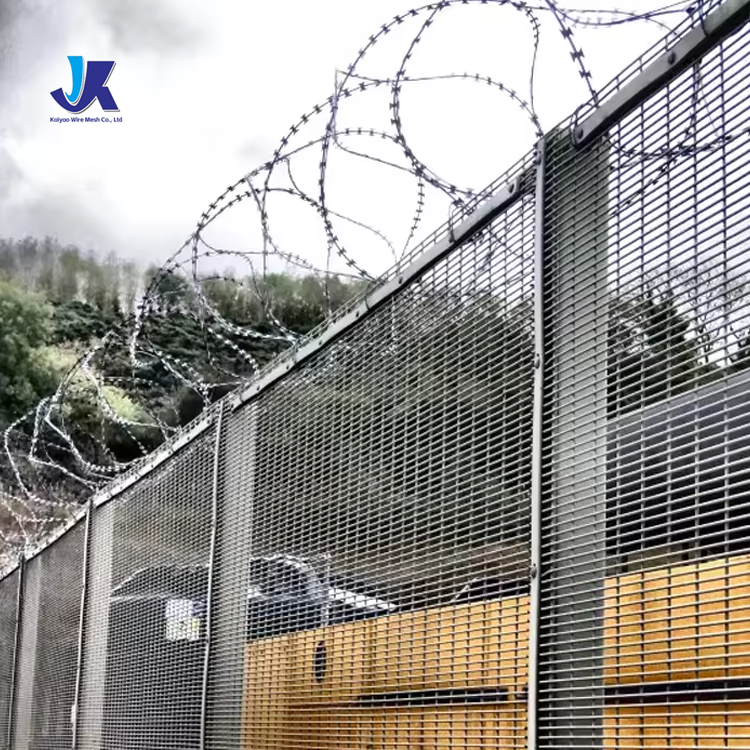 358 Anti Climb Security Prison Fence Road Side Galvanized Or Powder Coated Welded 358 Mesh High Security Fencing Panel