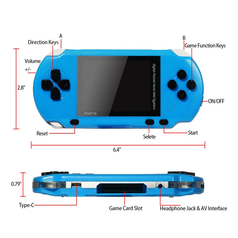 PXP  Mini handheld game console 3.0 inch screen Retro style portable pocket  Kids gift