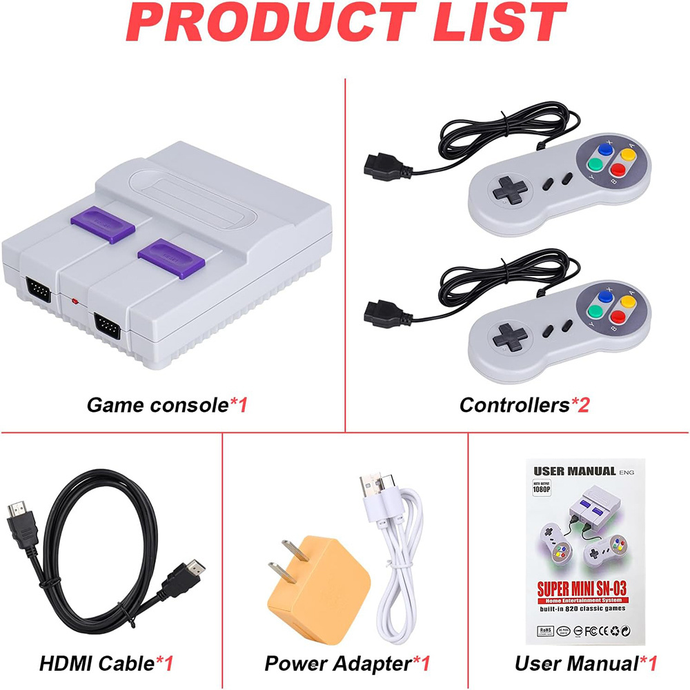 Family Classic Game Consoles  Controller Childhood Retro Video Game Console Built-in 821 game HD Out