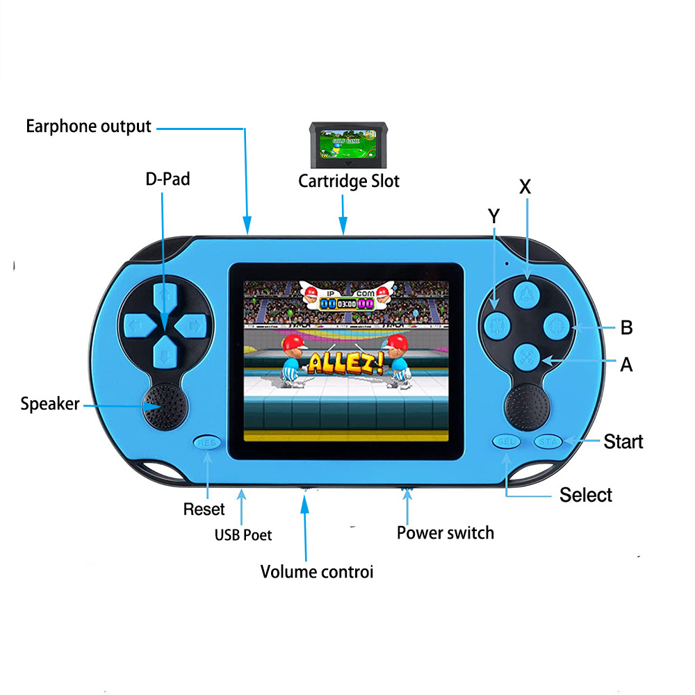 PVE  Mini handheld game console 3.0 inch screen Retro style portable pocket  Kids gift