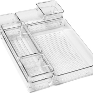 Clear 7  Piece Set Storage Organizer,Kitchen Drawer Organizer for Silverware, Spatulas, Gadgets