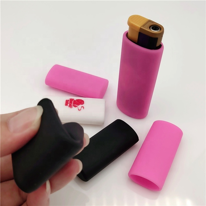 Custom Printing Logo Silicone Rubber Cigarette And Lighter Sleeve Protective Cover Holder Suction Cup Silicone Lighter Case