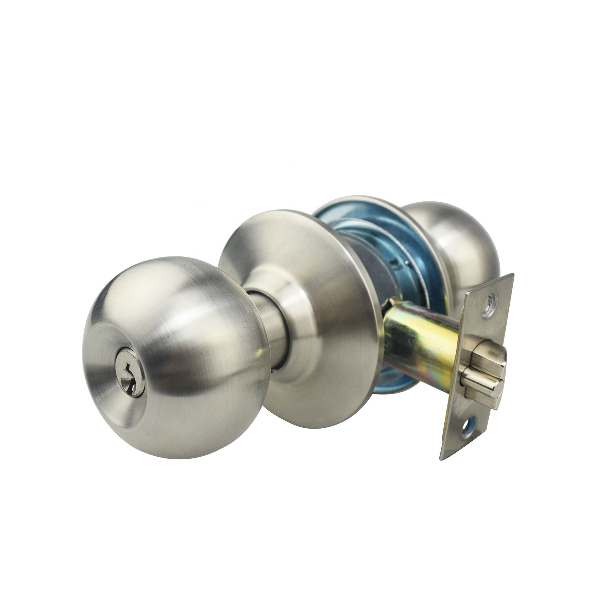 Hot Sale Door Lock Front Plate with stainless steel Wooden Packing Finish Outer Material wholesale Cylindrical knob set