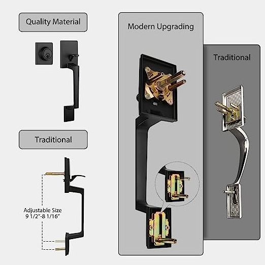 Fancy type zinc alloy double security deadbolt zinc alloy antique modern door handleset lock set