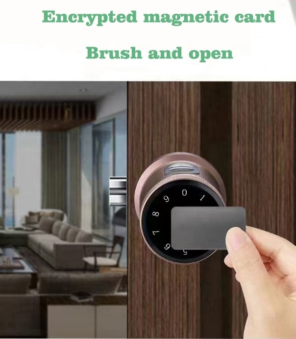 Hight Security Digital Keypad Fingerprint Round Knob Smart Door Knob Lock 50 Multi-function Bluetooth Deadbolt Smart Lock KY