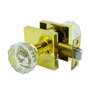 Quick release function security heavy duty leverset crystal glass knob lever handle door lock