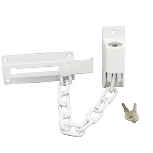 Keyed Chain Door Lock Die Cast Construction White Color Door Guard Chain