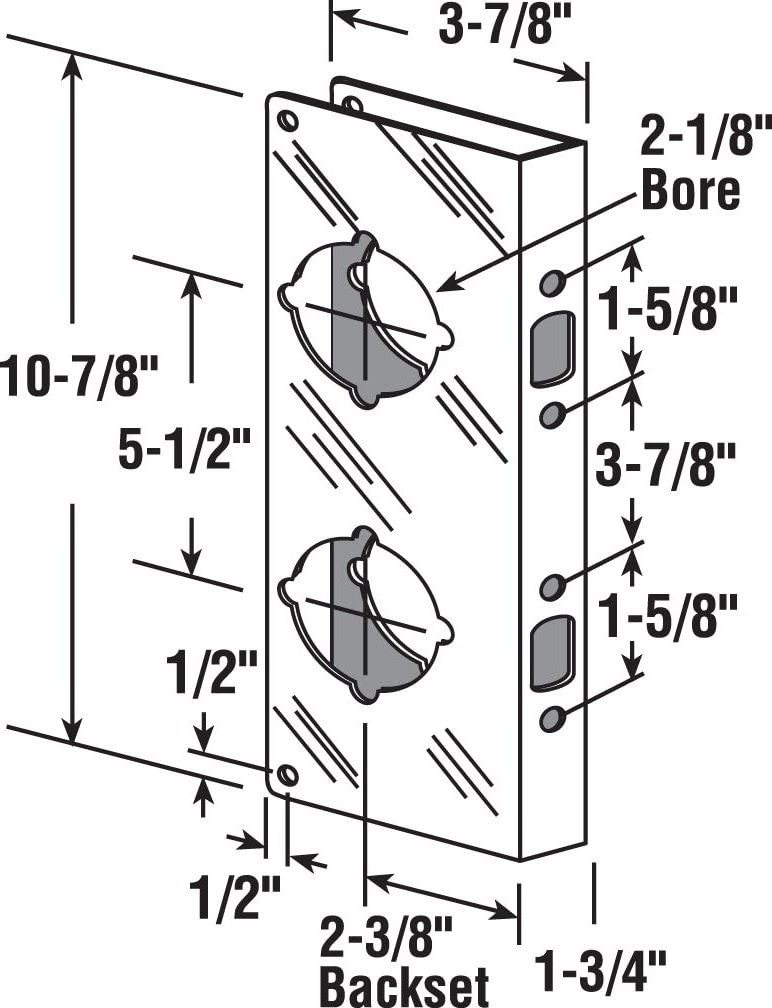 lock and door reinforce Double Bore for Cylindrical door locks home security door lock reinforcement plate