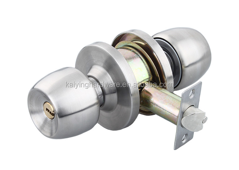 High quality Cylindrical knobset door lock for Entrance wood door satin stainless steel  knob lock Cerradura de pomo