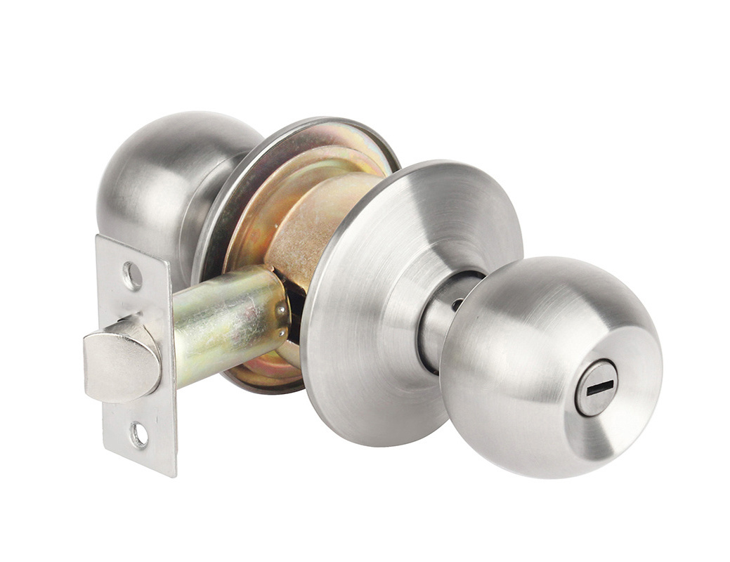 High quality Cylindrical knobset door lock for Entrance wood door satin stainless steel  knob lock Cerradura de pomo