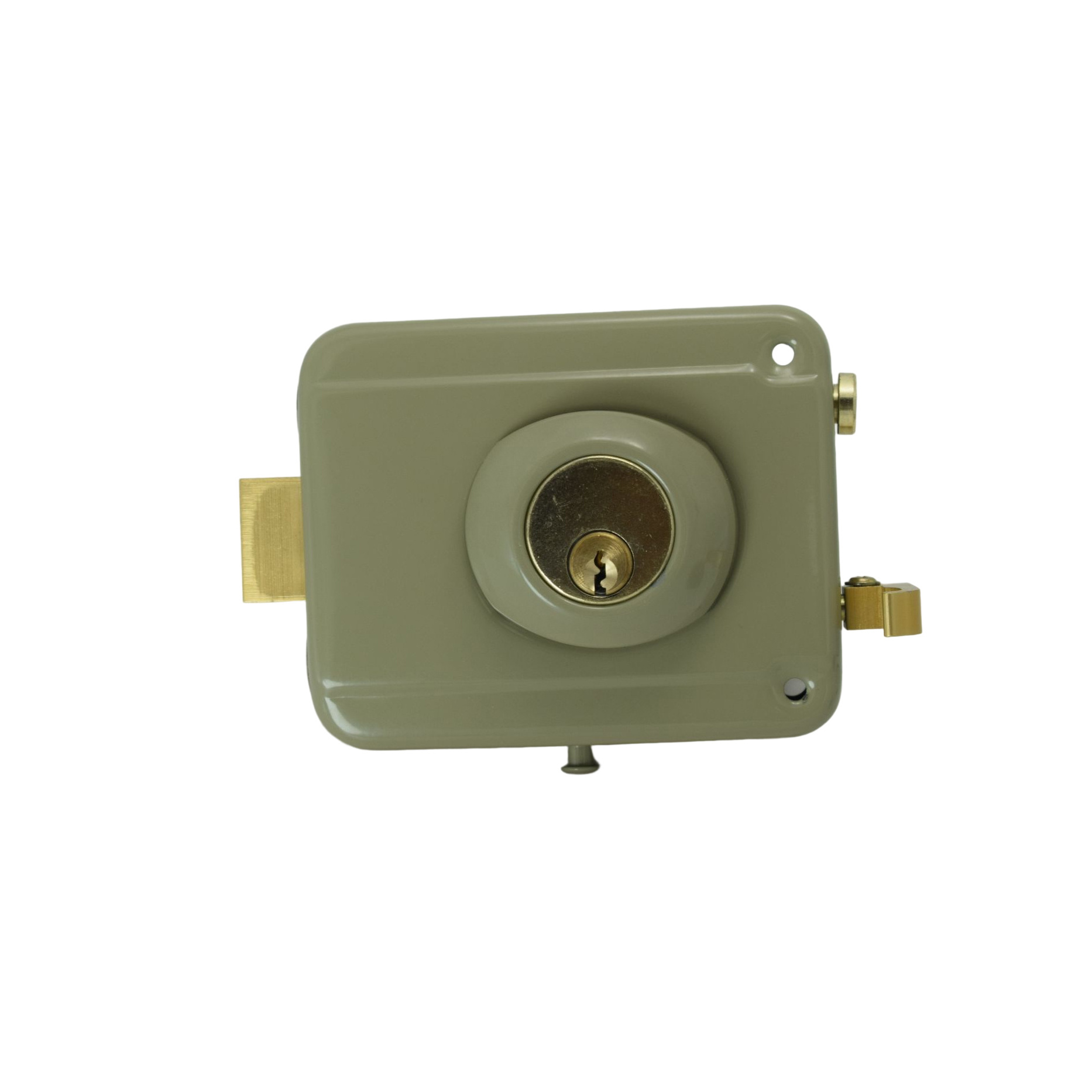 South America Popular  Products Outdoor Wooden Door Rim Bolt Door Lock Cylinder Brass Latch Paint Green Color Rim Door Lock