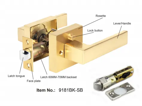 Quick Release Function  Door Lock Heavy Duty Tubular Satin Nickel Square Rosete Bathroom Door Leverset Door Lock