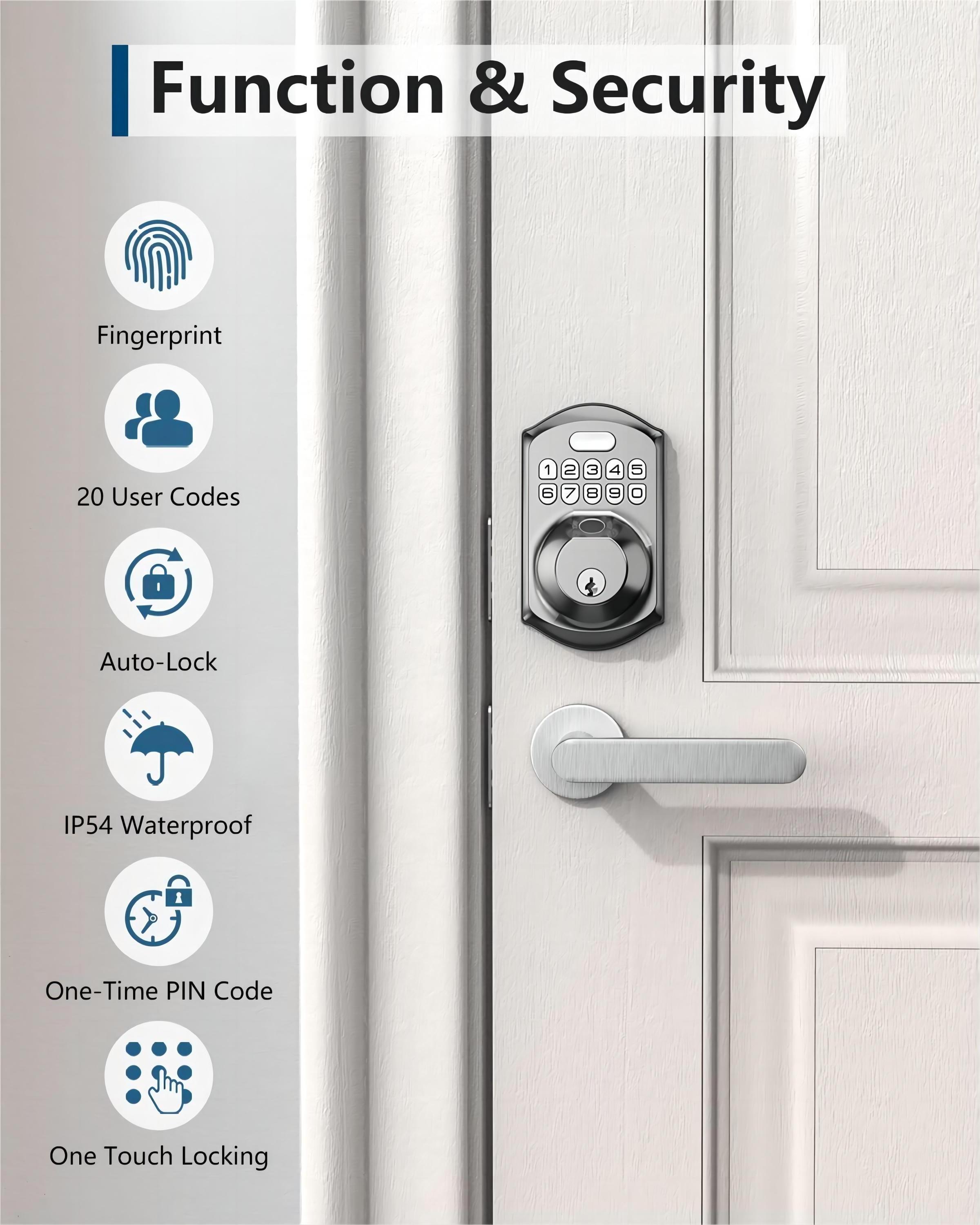 Fingerprint Door Lock Keyless Entry with Keypad  Electronic Deadbolt Keyed Entry  Front Door Lock Combination Door Lock