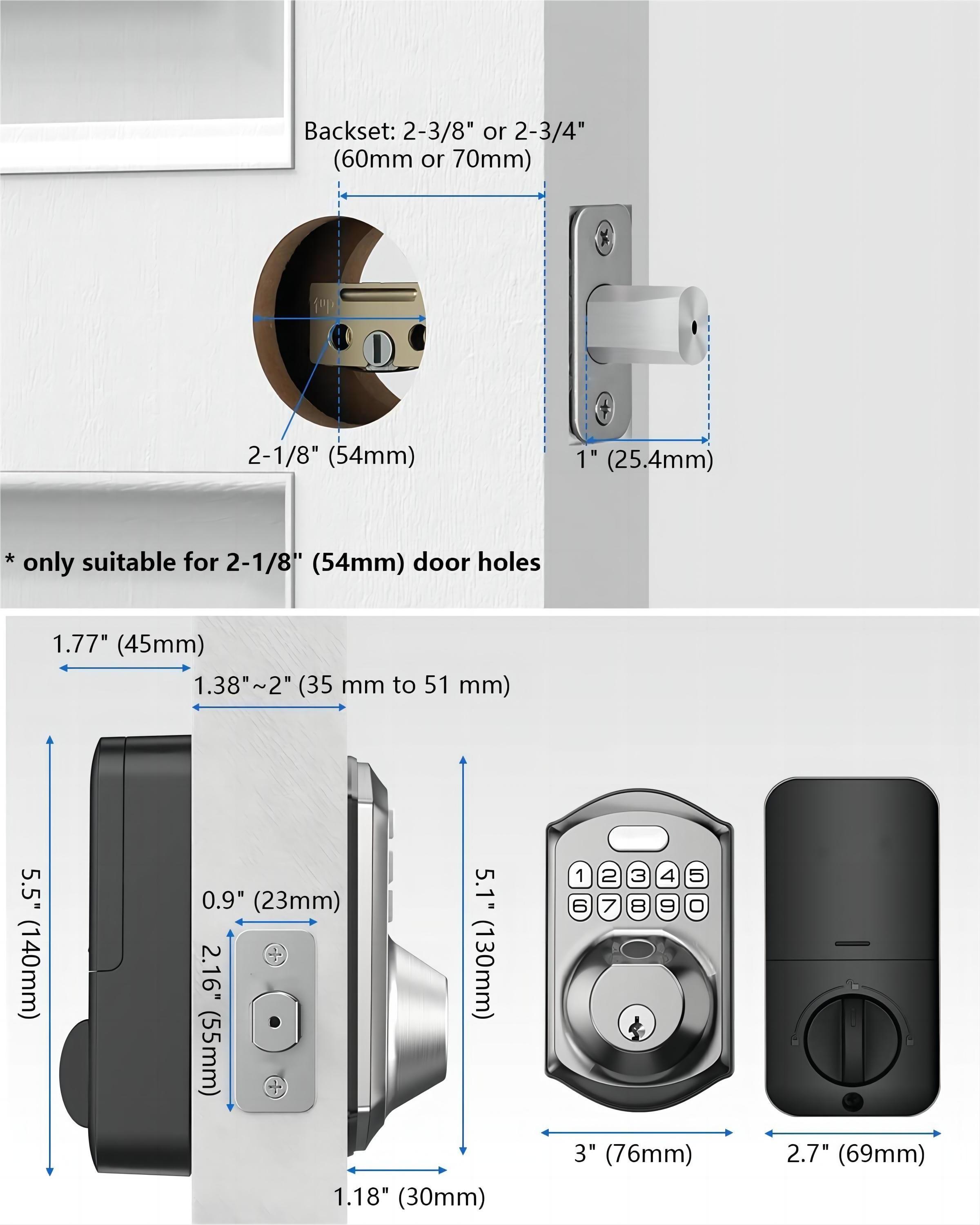 Fingerprint Door Lock Keyless Entry with Keypad  Electronic Deadbolt Keyed Entry  Front Door Lock Combination Door Lock