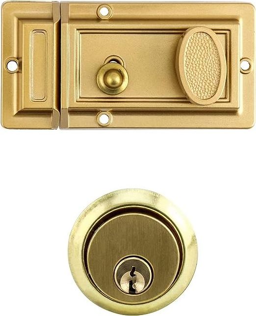 North america Hot Sale High Security Door Lock Apartment Cylinder Rim Lock Gold And Antique Brass Finish door Rim Lock