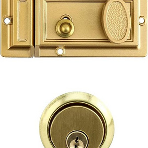 North america Hot Sale High Security Door Lock Apartment Cylinder Rim Lock Gold And Antique Brass Finish door Rim Lock