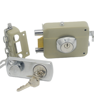 KAIYING Security Door Brass Latch 2 Round Rim Lock Gate Lock Surface Mounted With Long Throw Rim Door Locks