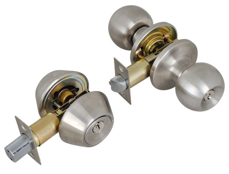 Stainless Steel single deadbolt lock keyed Alike Security entry round knob door lock