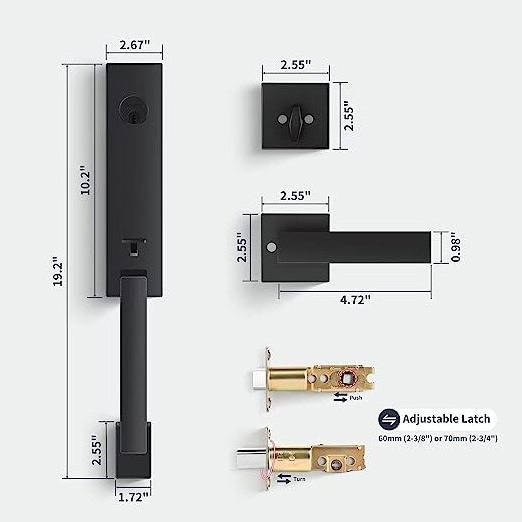 Matte Black  Heavy Duty Front Door Knob and Deadbolt Lock Set, Single Cylinder HandleSet for the door