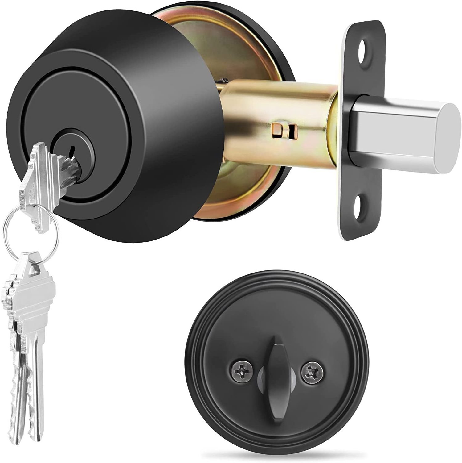 Taiwan cylinder keys Matte Black gold sliver deadbolt door knobs handles levers locks deadbolt for wood entry