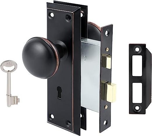 KAIYING  Gold Mortise Lock Set with Crystal Glass Knob, Antique Door Knobs with Lock and Key, Fit Interior Door