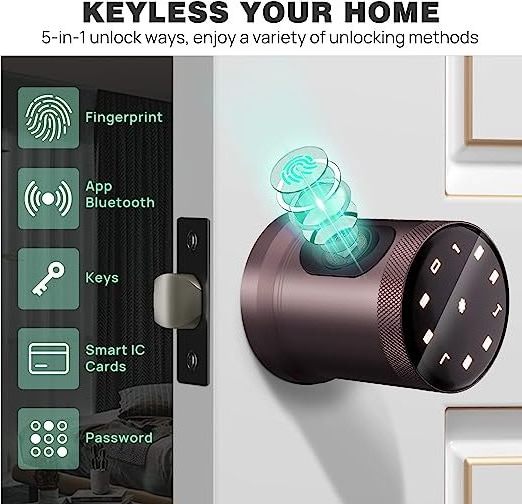 Digital lock Smart Biometric Door Knob, Fingerprint Door Lock Door Lock Outdoor