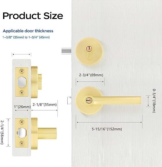 Lever Handle and Single Cylinder Deadbolt Heavy Duty circle Entry Door Locksets Front Door Entrance Lock