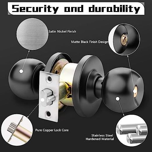 User-Friendly entrance lock safe keyed Tubular structure ball Knob Door Lock