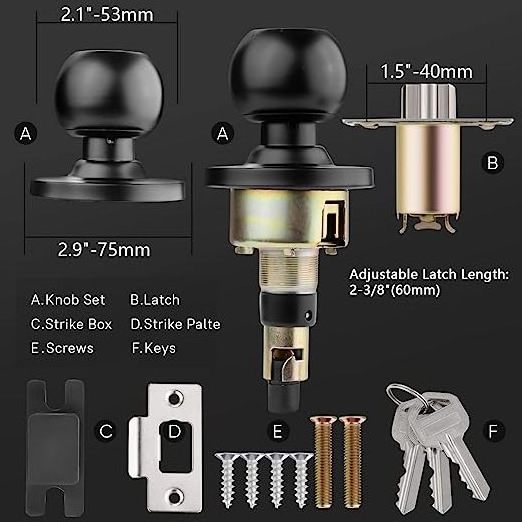 User-Friendly entrance lock safe keyed Tubular structure ball Knob Door Lock